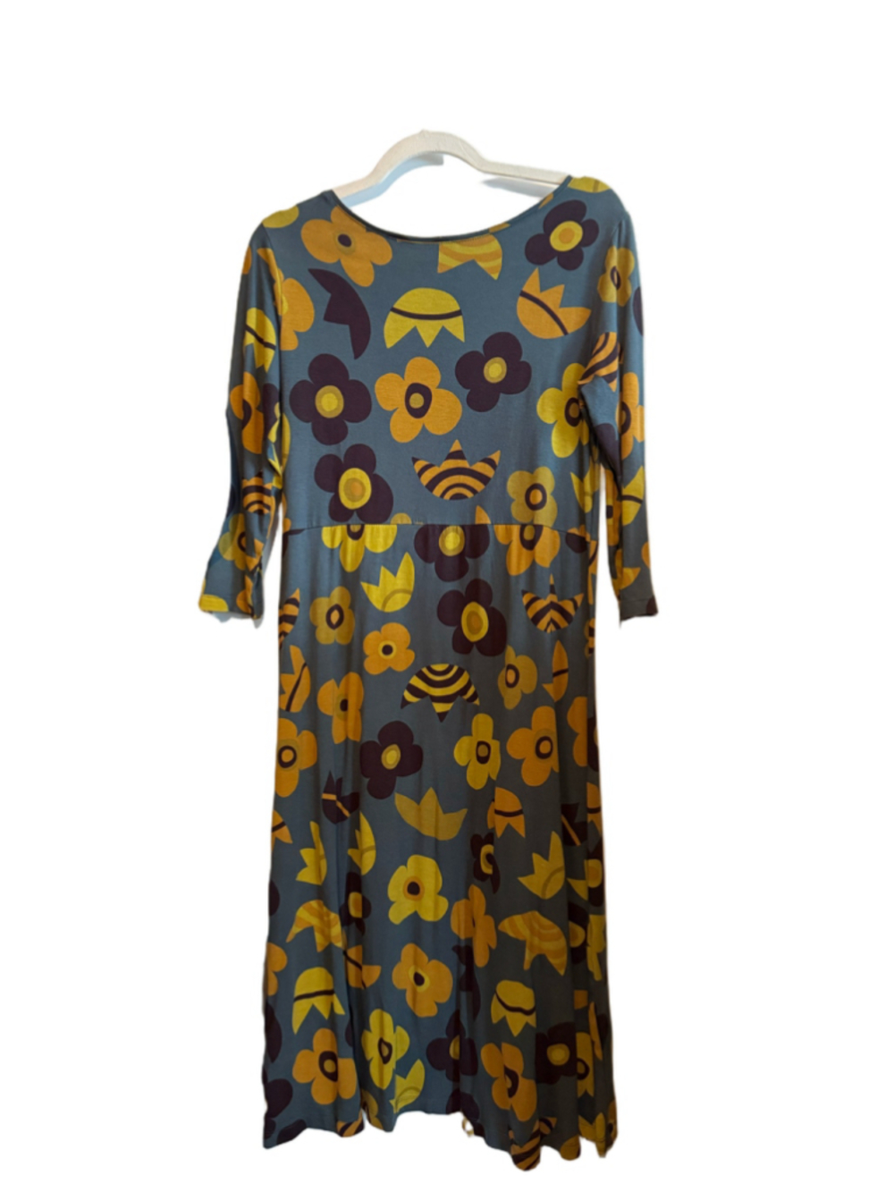Women's Gudrun Sjödén Floral Midi Dress, Size S, Blue and Yellow